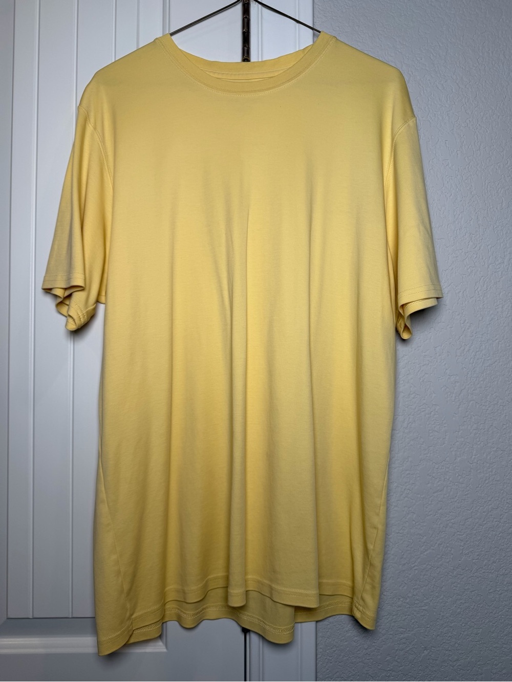 L.L. Bean Men's Short Sleeve Crew T-Shirt in Pale Yellow
